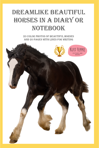 Dreamlike beautiful horses in a diary or notebook