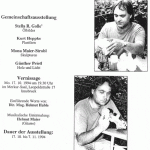 Ausstellungsflyer 1994: Kurt Heppke bei der Arbeit an Plastiken, zwei S/W-Fotos | 1994 exhibition flyer: Kurt Heppke working on sculptures, two black-and-white photos