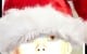 Digitale Kinderfigur mit roter Weihnachtsmütze, überraschter Gesichtsausdruck | Digital child figure with red Santa hat, surprised facial expression