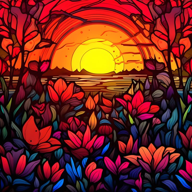 Mehr über den Artikel erfahren sunrise, geometric flowers