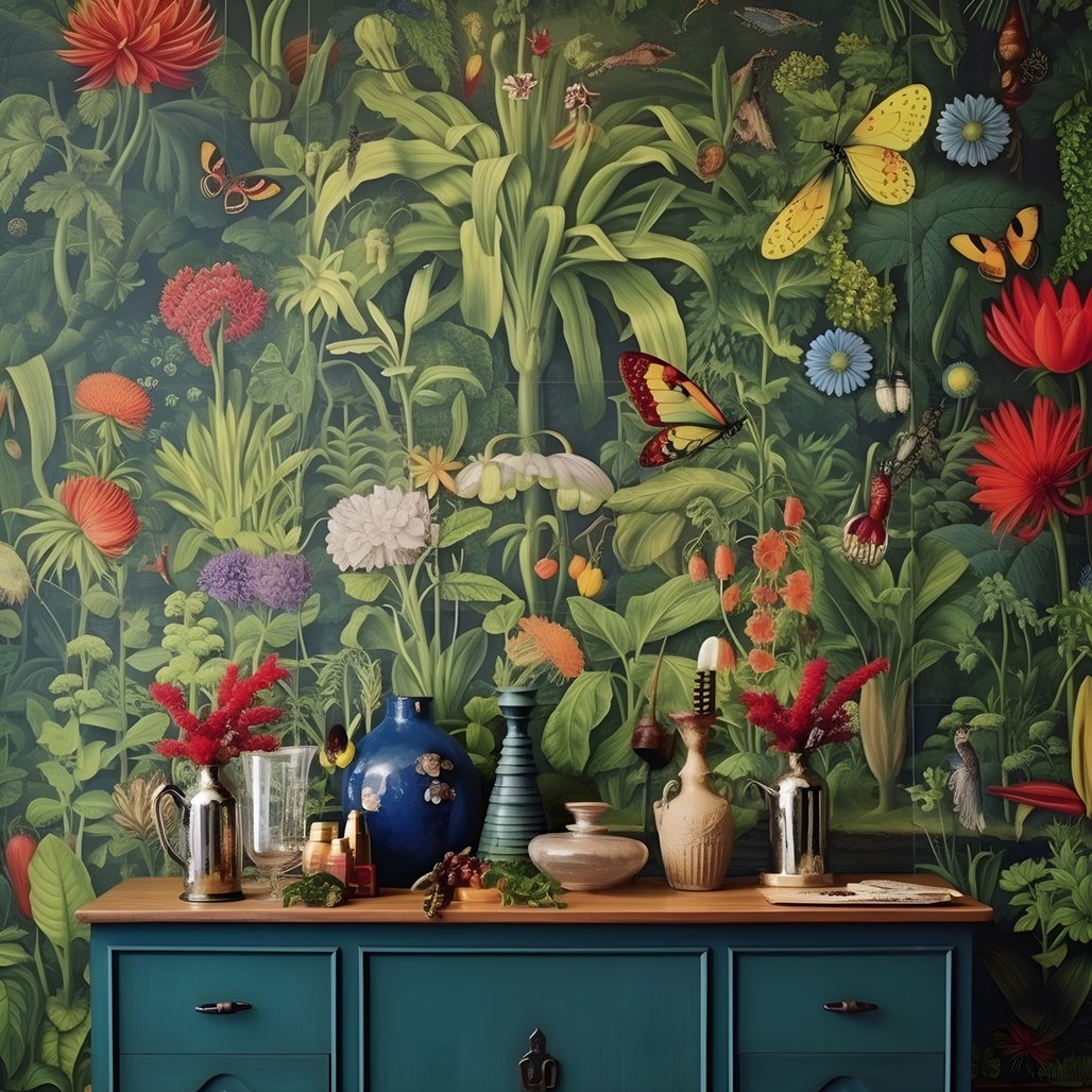 Du betrachtest gerade stunning botanical wallpaper depicting plants and insects such as caterpillars, moths, dragonflies, beetles or bees.