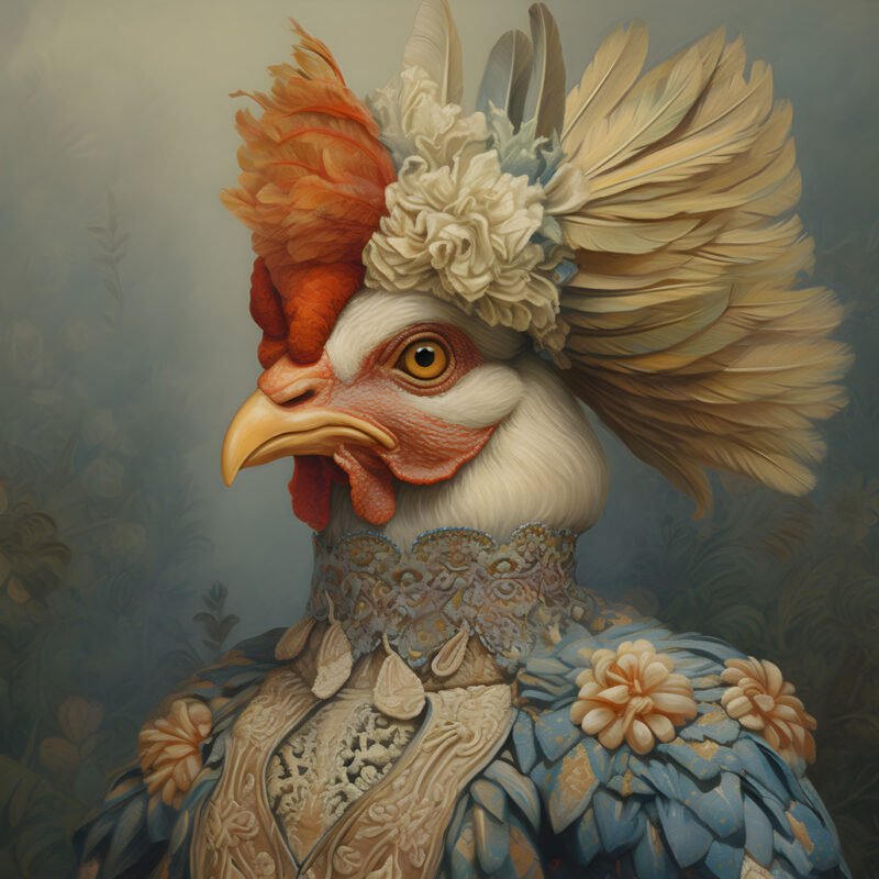 Mehr über den Artikel erfahren a beautifully detailed portrait of an anthro show chicken noble woman