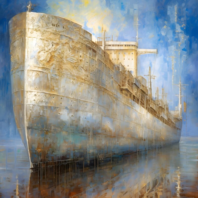 Mehr über den Artikel erfahren oil painting of cargo ship