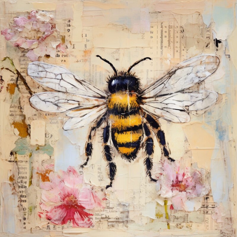 Mehr über den Artikel erfahren a bee illustration in pastel impasto oil technique