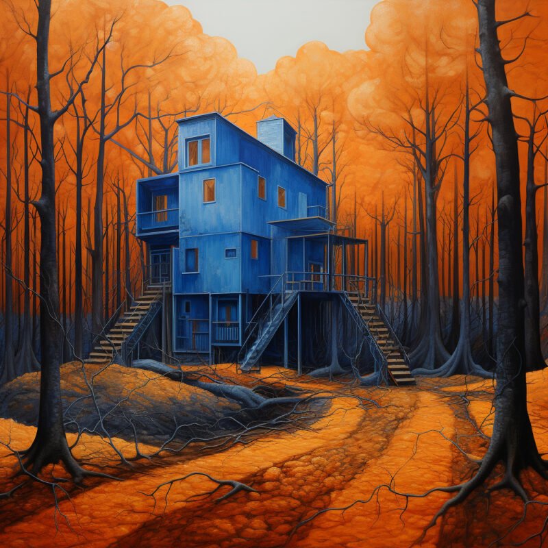 Mehr über den Artikel erfahren a blue house in an orange forest