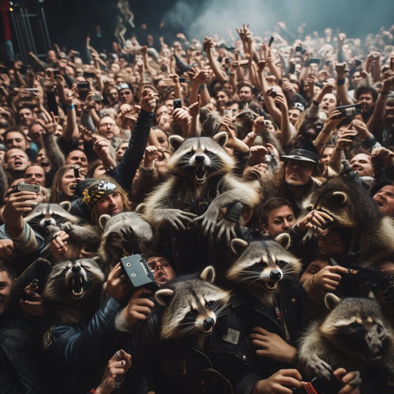 Mehr über den Artikel erfahren a horde of raccoons at a rock show