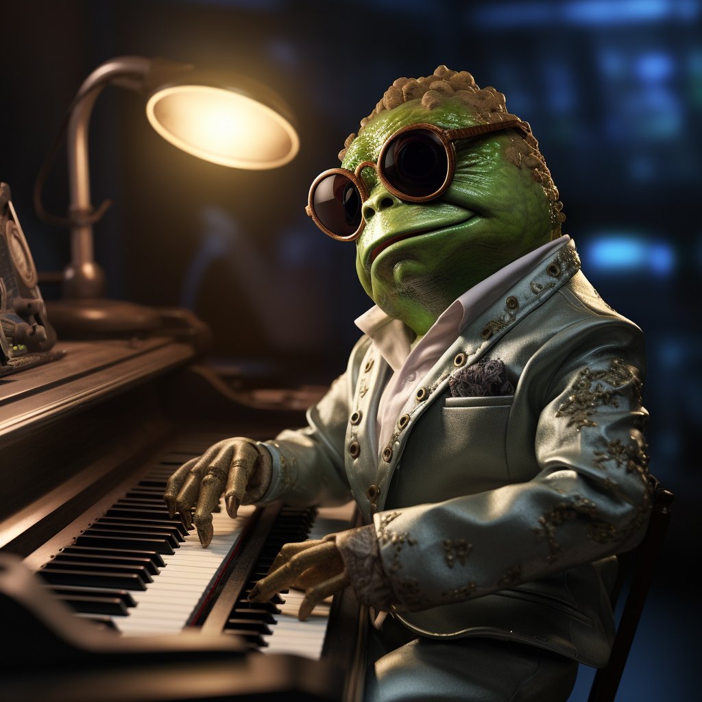 Mehr über den Artikel erfahren Elton John als Frosch mit Sonnenbrille und Klavier