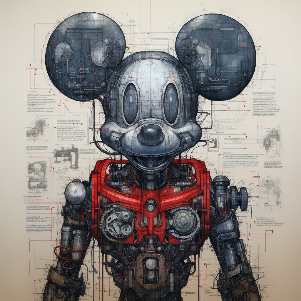 Du betrachtest gerade technische Zeichnungen von Cyberpunk Mickey Mouse