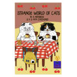 Notizbuch-Cover „Strange World of Cats": zwei dicke Katzen essen am karierten Tisch | Notebook cover "Strange World of Cats": two chubby cats dining at a red checkered table