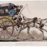 Kolorierte Karikatur: Pferdekutsche Nr. 9371 auf der Route de St. Cloud | Colored caricature: horse-drawn carriage No. 9371 on the Route de St. Cloud