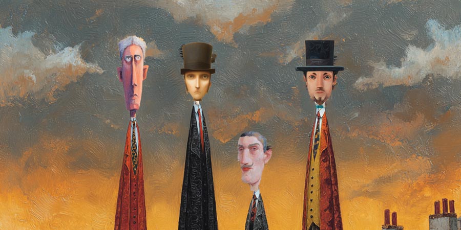 kurtheppke_Four_whimsical_surreal_characters_stand_in_the_mid_6f647297-2a36-4e22-9069-b2e2b2eae2aa_1.png1754839187915